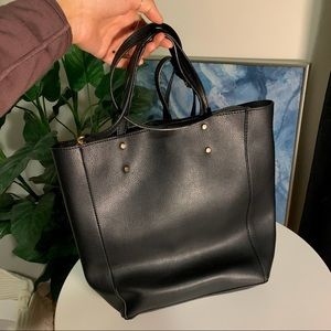 *SOLD* Soft Faux Leather Mini Tote Bag (black & gold)